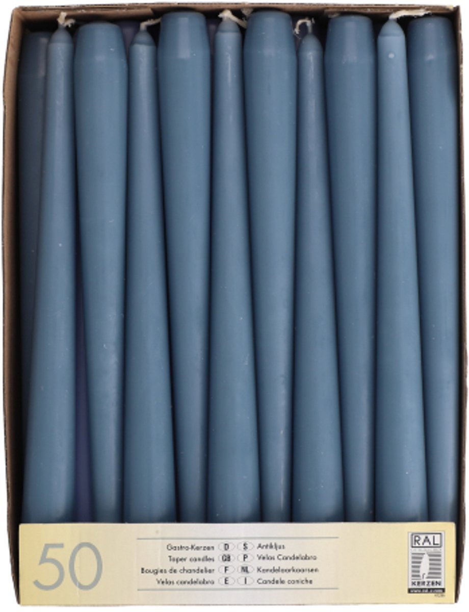 2x 50 Kandelaarkaarsen Ø 22 cm · 25 cm arctisch blauw