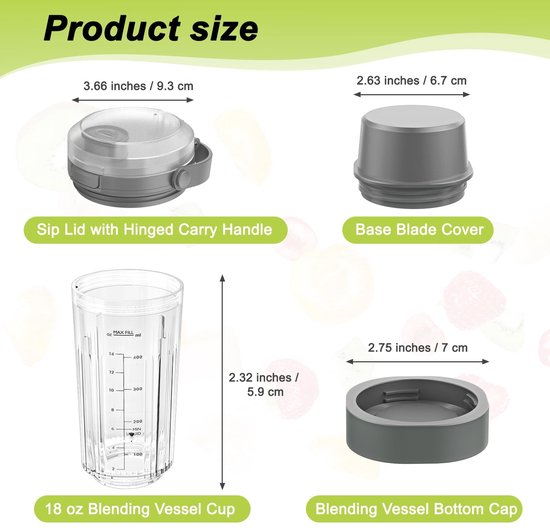Omgoods - Vervangend 18 oz Mengvat voor Ninja Blast Draagbare Blender — afbeelding 5