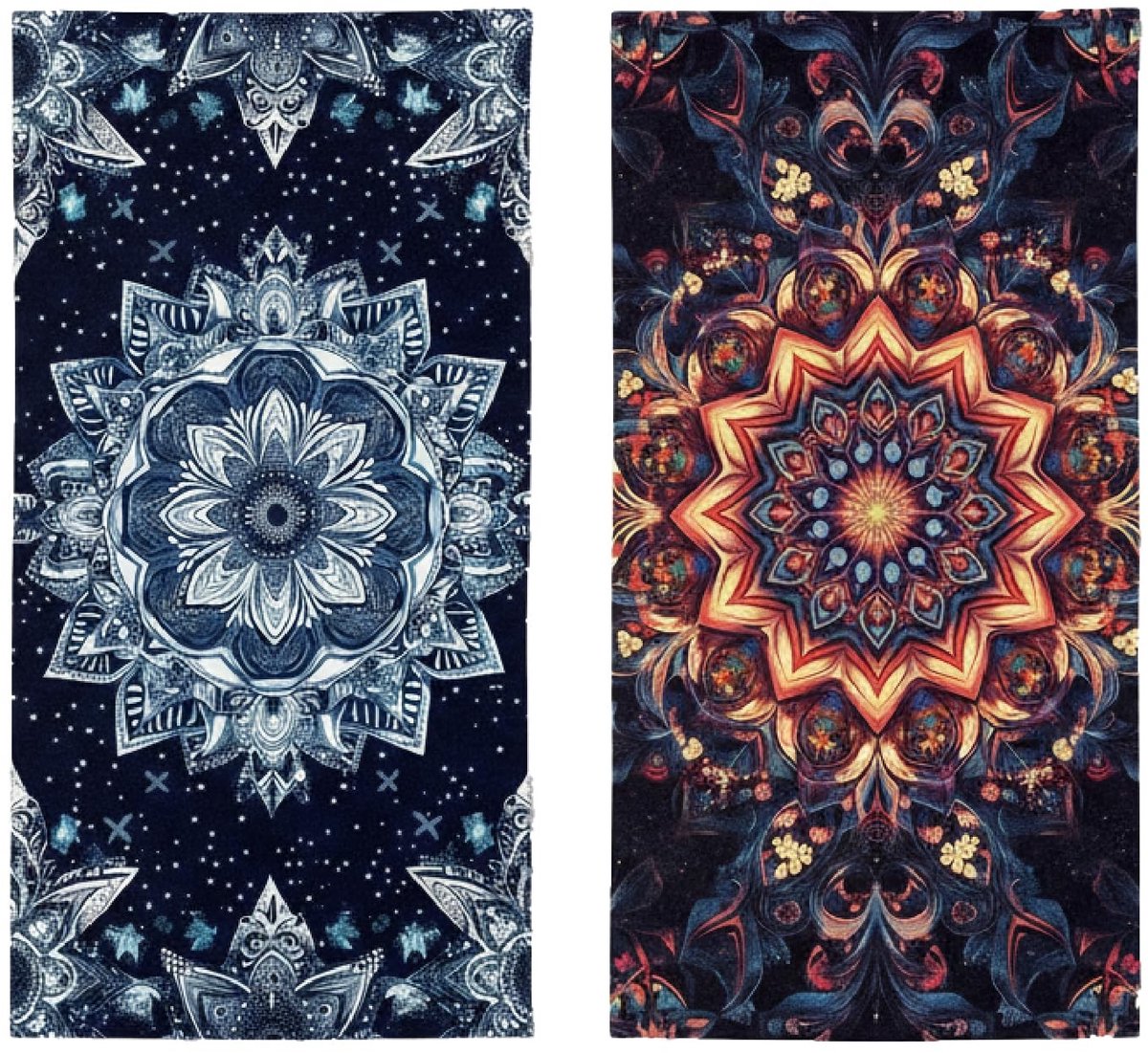 Omgoods - Set van 2 XXL Sneldrogende Strandhanddoeken, Microvezel, Mandala-print