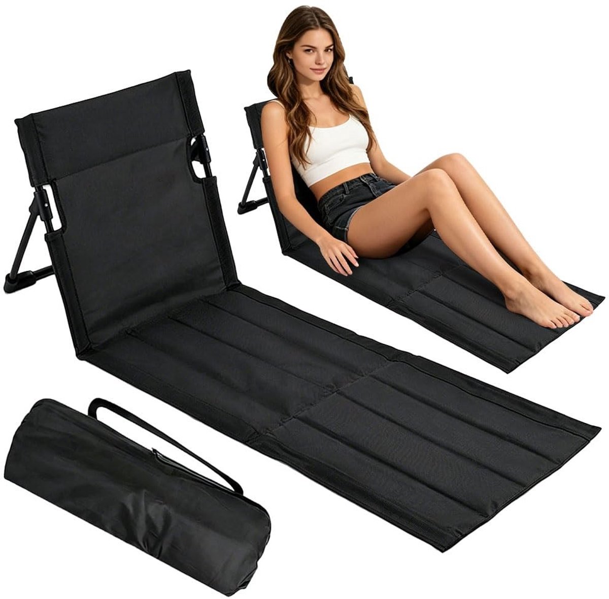 Omgoods - Vouwbare Strandmat met Rugleuning voor Comfortabel Zitten