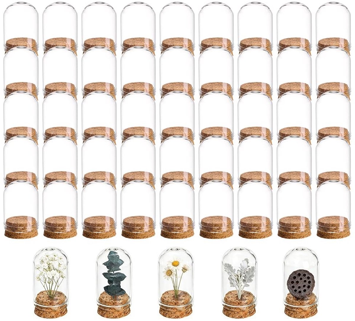 Omgoods - Set van 100 mini-glazen potten met kurkstop voor DIY-projecten