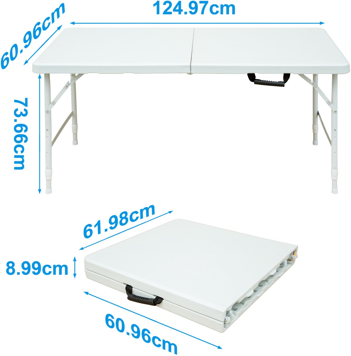 MODENUIT Tuintafel - Opvouwbaar En In Hoogte Verstelbaar - Voor Buiten, Thuis En Kantoor - Wit - 124,97 Cm