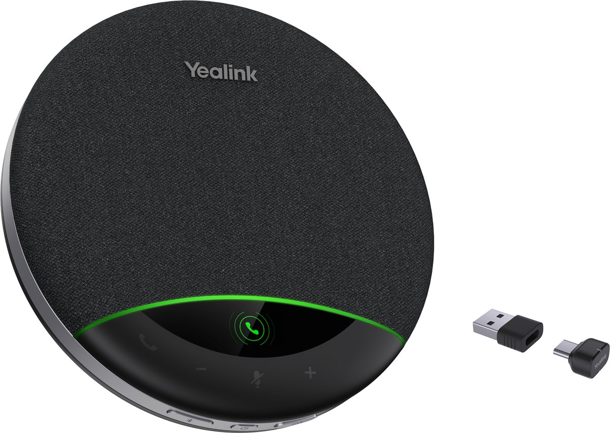 Yealink SP96 – Draagbare Speakerphone – Bluetooth, USB-A & USB-C – Inclusief BT51-C dongle – Conferentiespeaker met 6 Microfoons & LCD – Voor Teams, Zoom & meer – Grijs