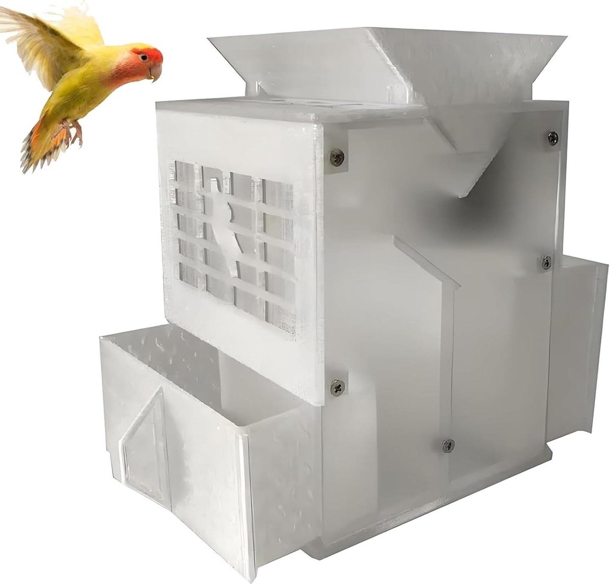 Vogelvoer Scheider - Graan Reiniger - Vogelvoer Onderhoud - Met 8000rpm Ventilator - 10x10x13 cm - Wit