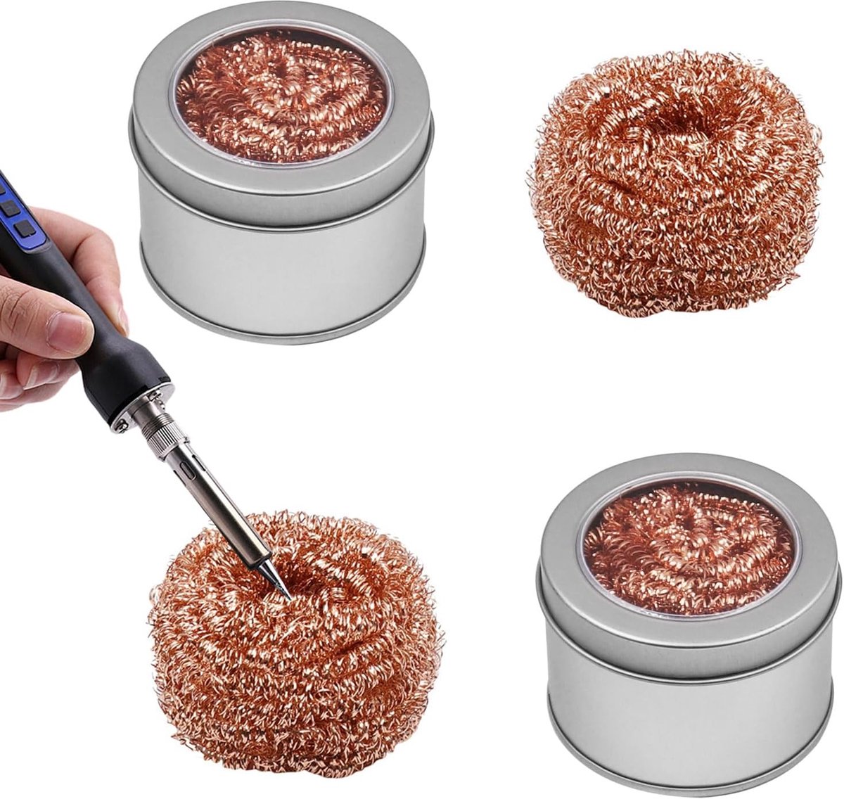 SnelShoppen - Soldering Tip Cleaners Set van 4 Stuks - Hoogwaardige Soldering Sponge Accessoires - Messing Soldering Tip Cleaner - Ideaal voor Solderi