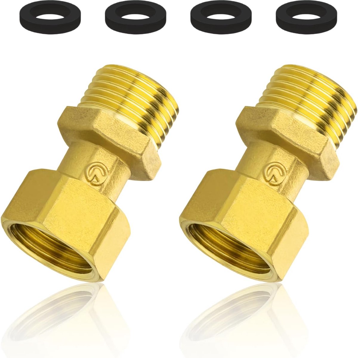 Messing schroefverbinding 1/2 inch - interne en externe draad - met afdichtringen - voor waterinstallaties - ShopVlot