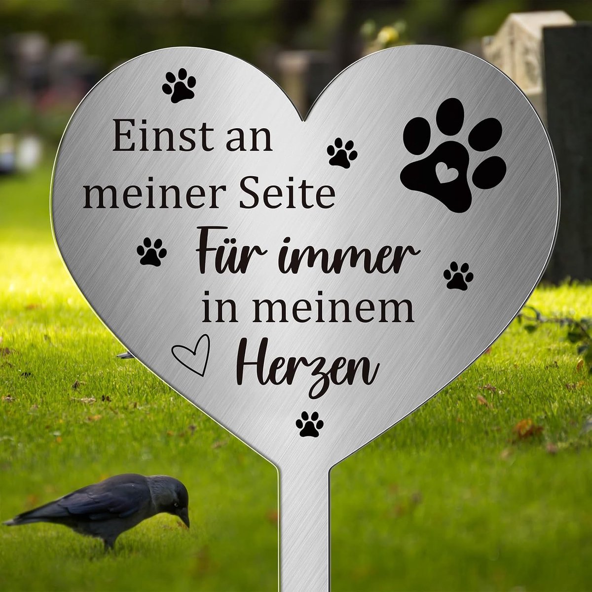 Photect Grave cap heart made of metal with inscription on my side forever in my heart heart shaped grave decoration - ShopVlot