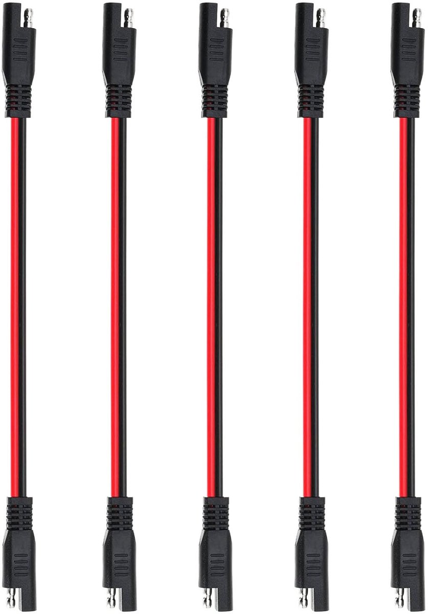 SnelShoppen - 5-delige SAE 2-polige verlengkabel DC SAE aansluitkabel snelle verbinding/afscheiding verlengkabel 14AWG 33cm voor auto motor zonnepanee