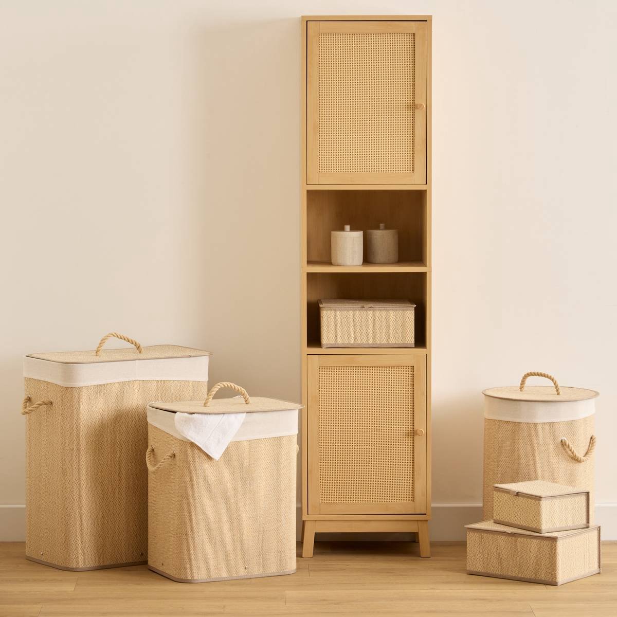 5Five Stemy Bamboe Wasmand - 52x32x63cm - Beige