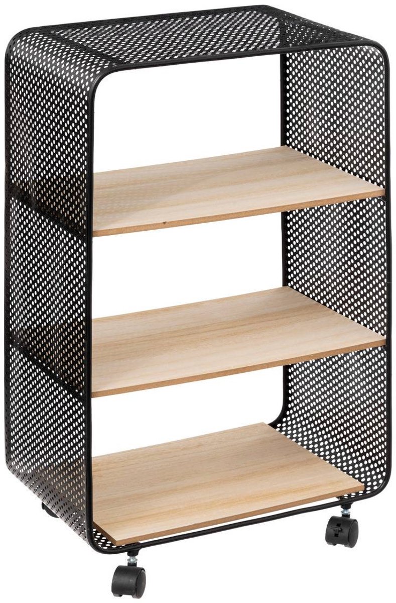 Plank op wielen met 3 vakken, Zwart