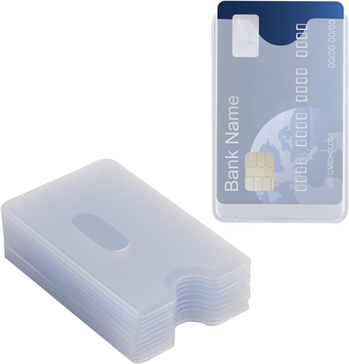 20 stuks plastic creditcardhoezen, doorzichtige creditcardbeschermerhoezen, stevige transparante hoezen voor bankpasjes, bankkaarthouders (90 x 50 mm)