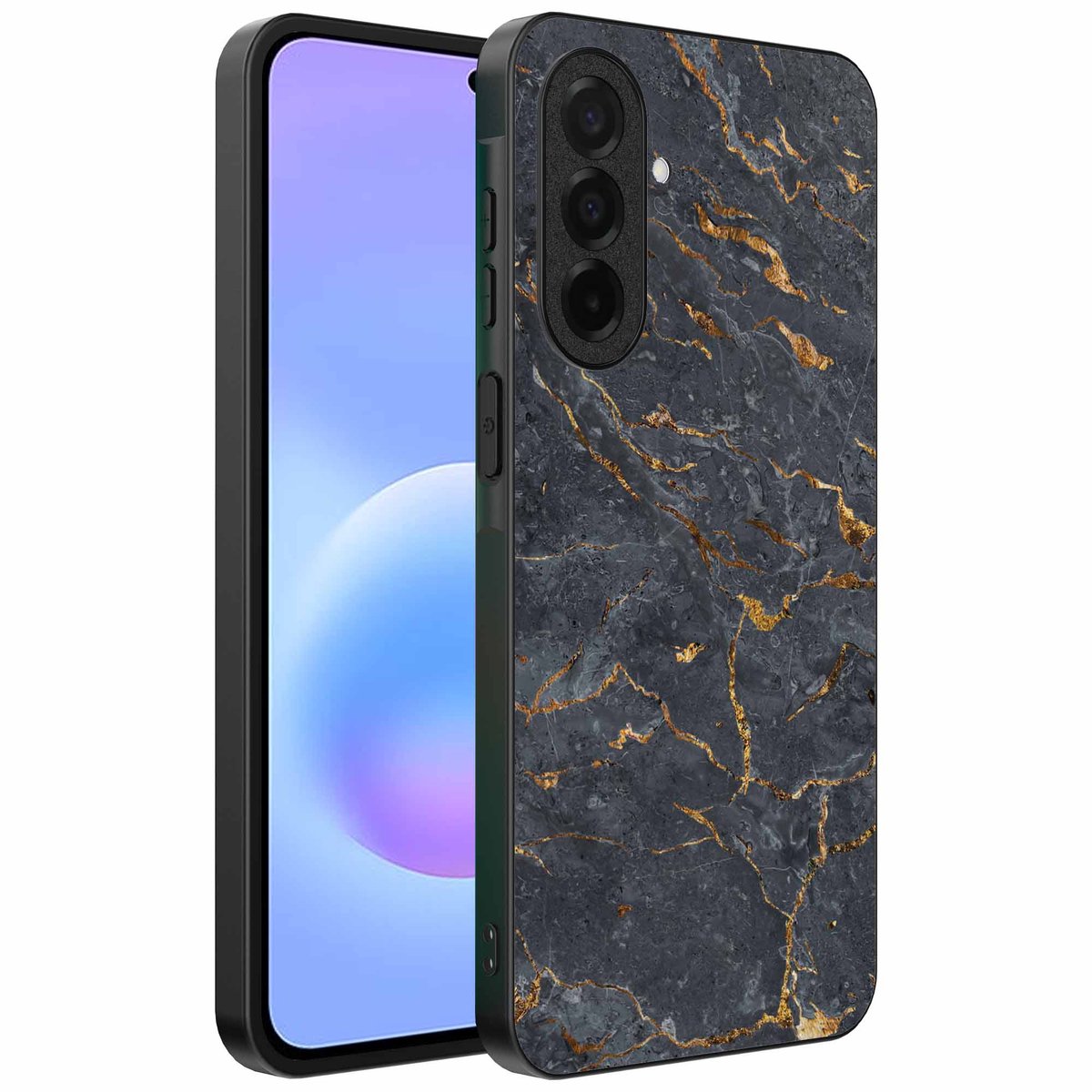 Geschikt voor Samsung Galaxy A57 Telefoonhoesje met Grijs Goud Marmer Opdruk - TPU Backcover Case Grey Gold Marble Design - Grijs Goud - Smartphonica geschikt voor Samsung Galaxy A57