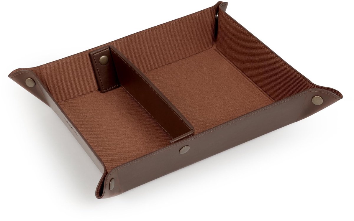 Omgoods - Leren Tray Organizer voor Sleutels, Portemonnees en Kantoorbenodigdheden (Donkerbruin)