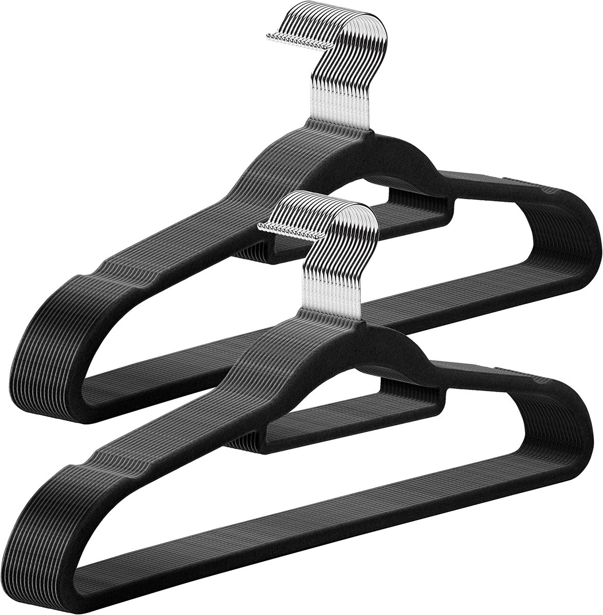 Omgoods - Set van 30 Elegante Velvet Hangers in Zwart