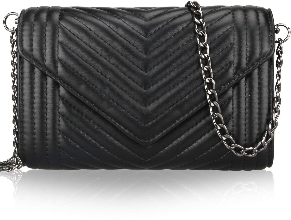Omgoods - Zwarte Leren Crossbody Tas met Schouderband