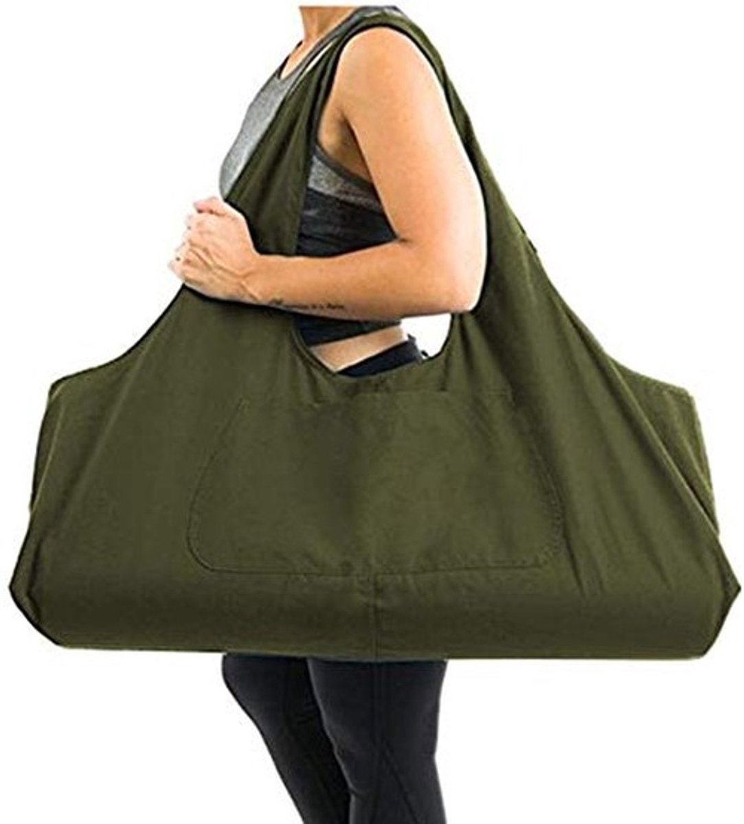 Omgoods- Yogamat Tas Grote Capaciteit - Multifunctionele Sporttas - Slingdrager - Zijvak - Lichtgewicht - Duurzaam Canvas
