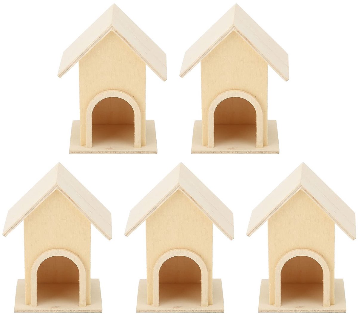 Omgoods- Vogelhuisje Houten 5 Stuks - DIY Vogelhuisje - Tuin Decoratie - Vogelhuis voor Kleine Vogels - Weerbestendig - Veilig Materiaal