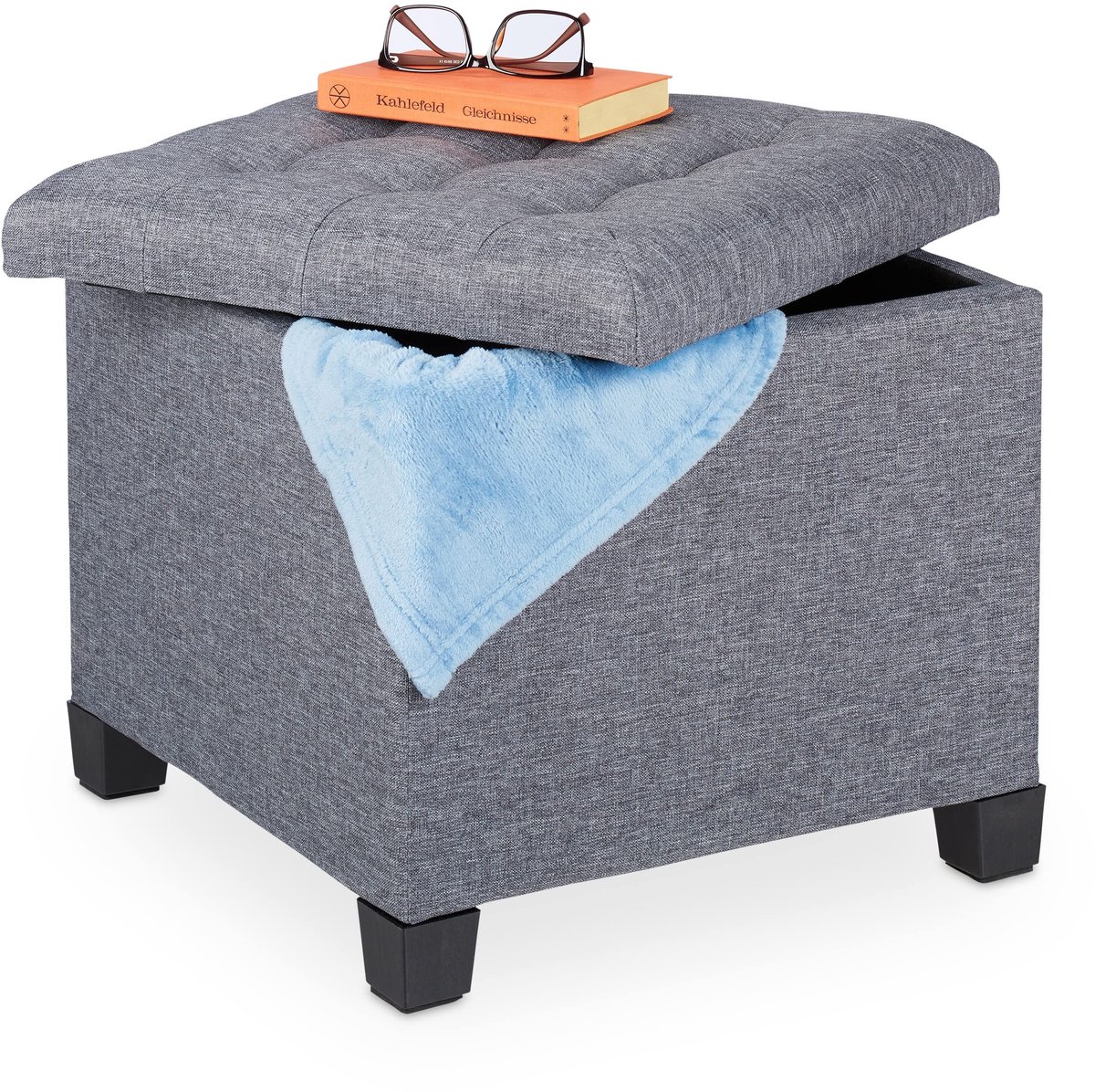 Omgoods - Decoratieve Opbergpouf met Zachte Bekleding en Opbergruimte