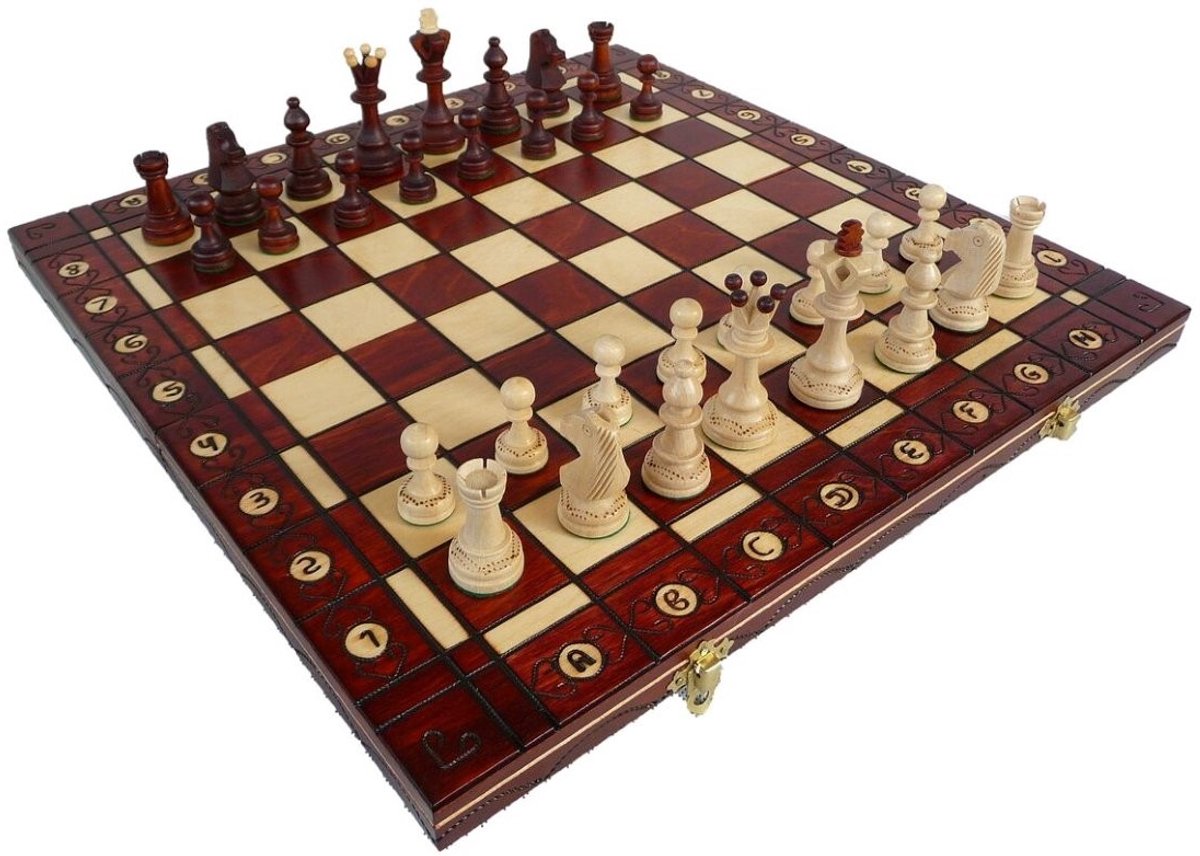 Omgoods - Houten Schaakset 40 x 40 cm - Hoogwaardige Kwaliteit