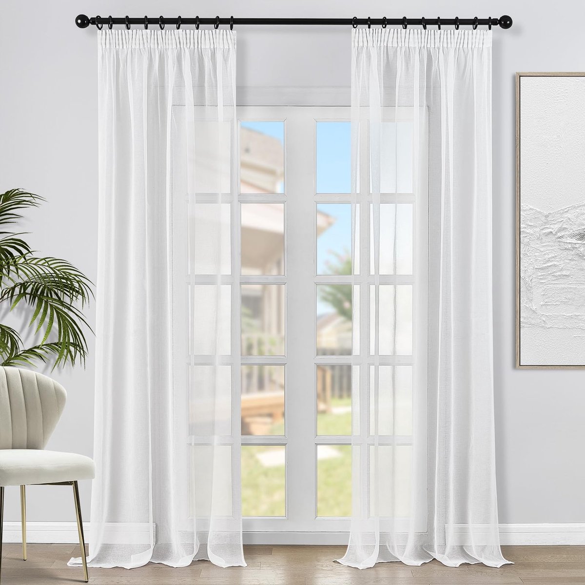 Omgoods - Voile Gordijnen Set van 2, 245x140 cm, Wit