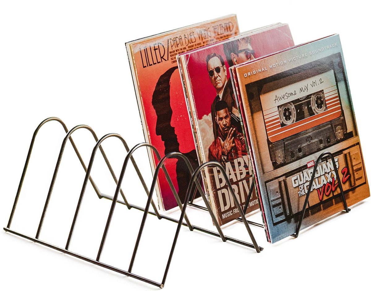 Omgoods - Vinyl Platen Stand voor 75 LP's in Mat Zwart Metaal