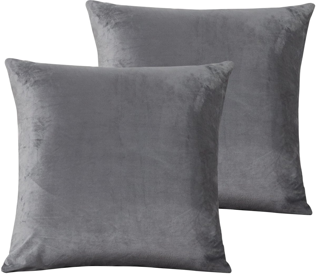 Omgoods - Set van 2 Grijze Kussenslopen van 80 x 80 cm van Fluffy Microvezel