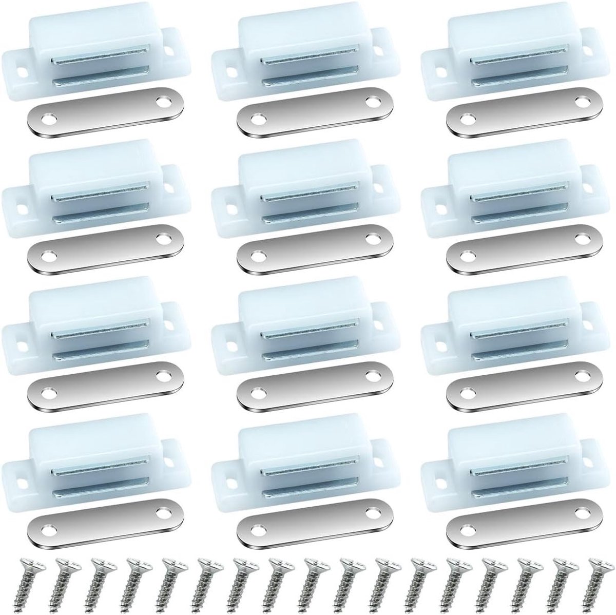 Set van 12 Sterke Magneet Deursluiters voor Kasten, Meubels en Lades met Schroeven, Extra Sterke Sluiting voor Veilige Afsluiting, Wit