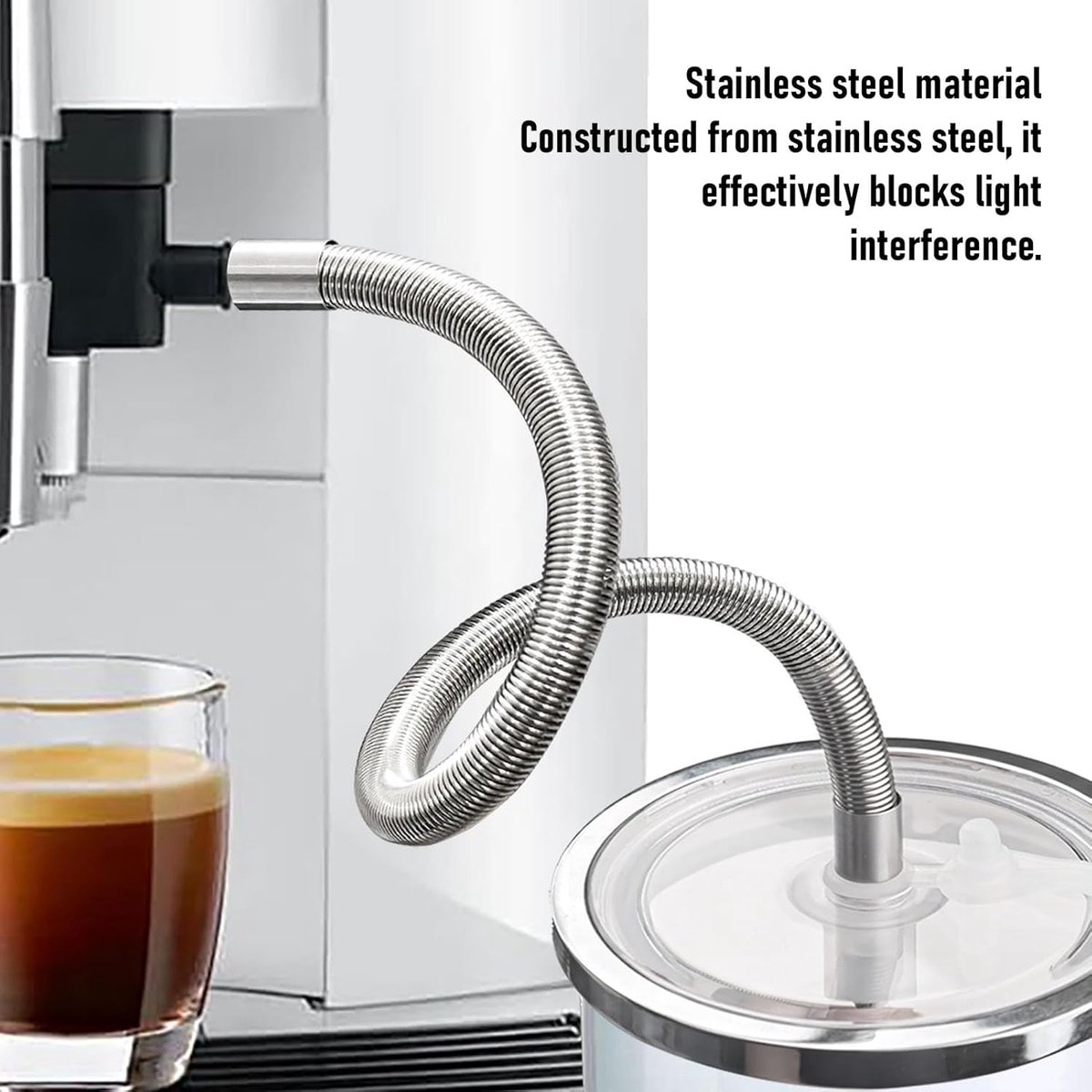 Melkslang Koffiemachine - Melkpijp Vervanging - Koffie Bereiden - Roestvrijstalen Spiraalveer - 19 x 10 x 1 cm - Zwart