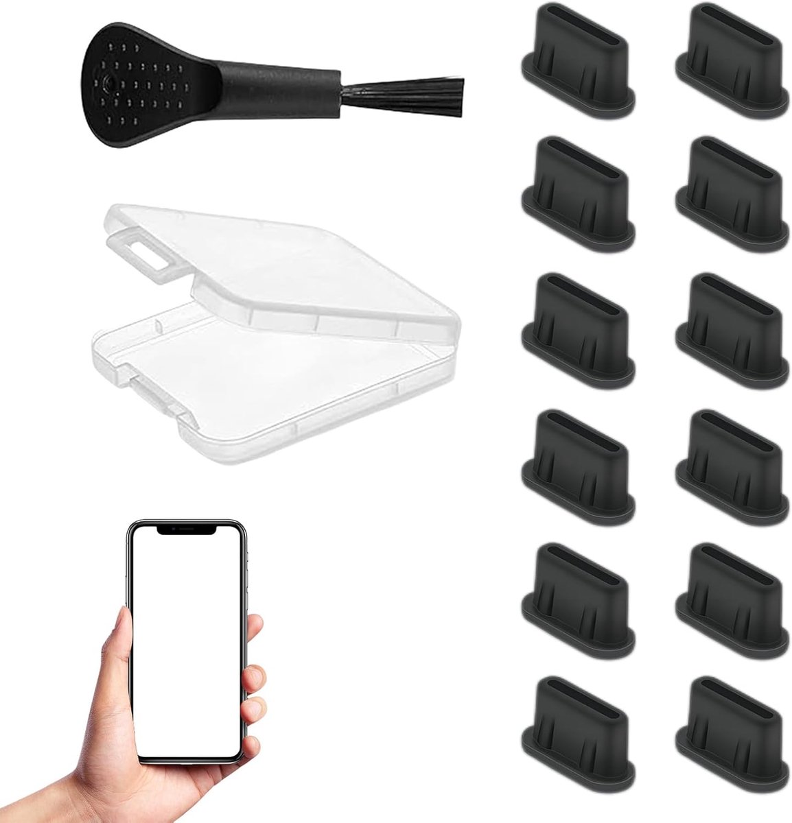 YueJieSelected 12 pieces USB C dust protection set (black) - ShopVlot