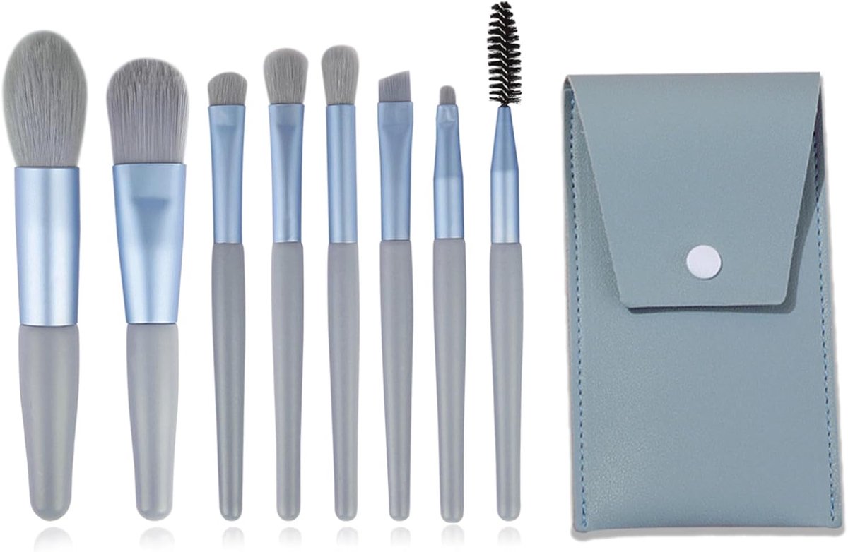 SnelShoppen - Makeup Kwasten Set 8-delig, Premium Synthetische Makeupkwasten voor Foundation, Poeder, Blush, Oogschaduw met Cosmetica Tas, Reisvriende
