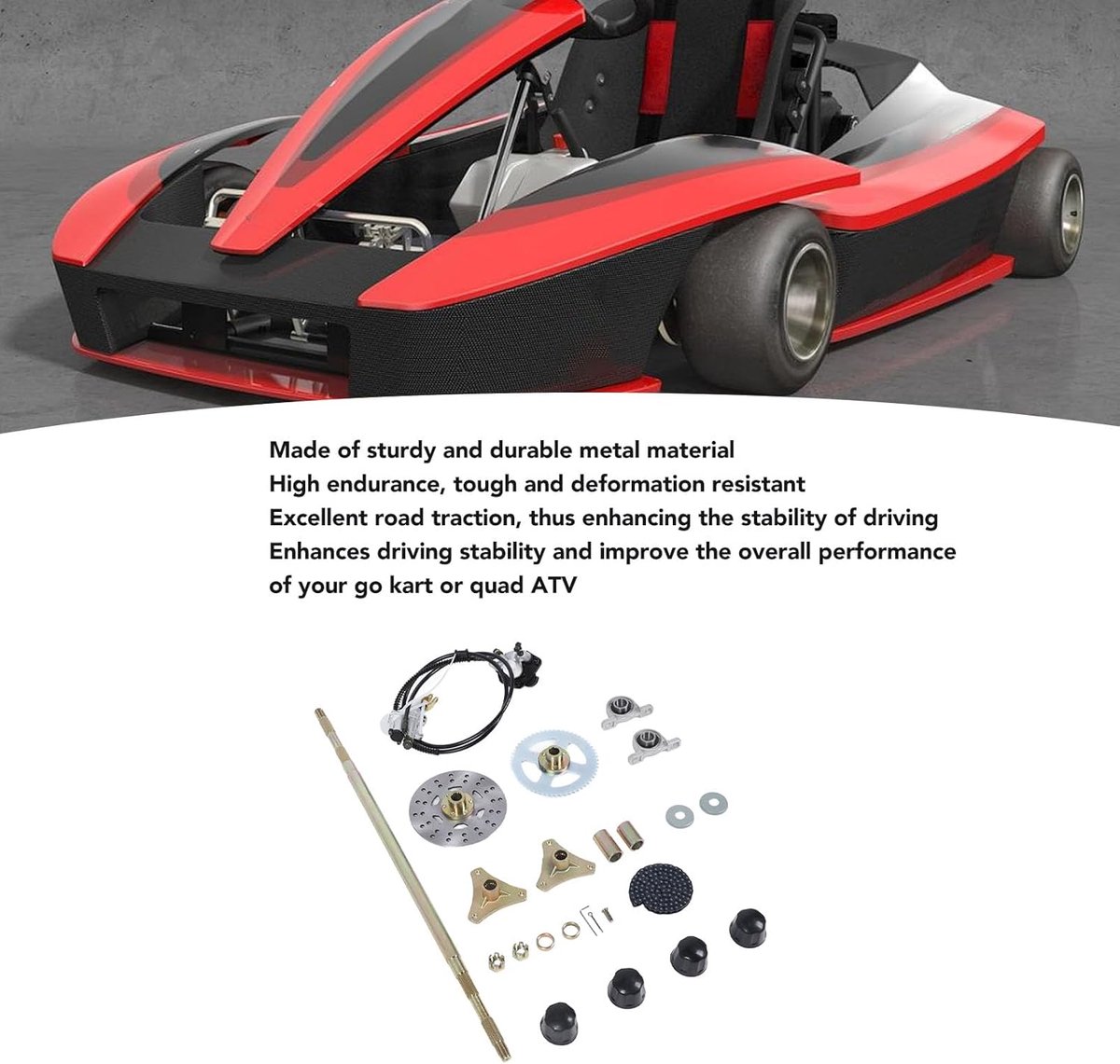 SnelShoppen - Go Kart Achteras Set, 24 Delige Go Kart Wielen, Duurzaam Metaal voor ATV Quads met Elektrische Achteras, Hoge Betrouwbaarheid