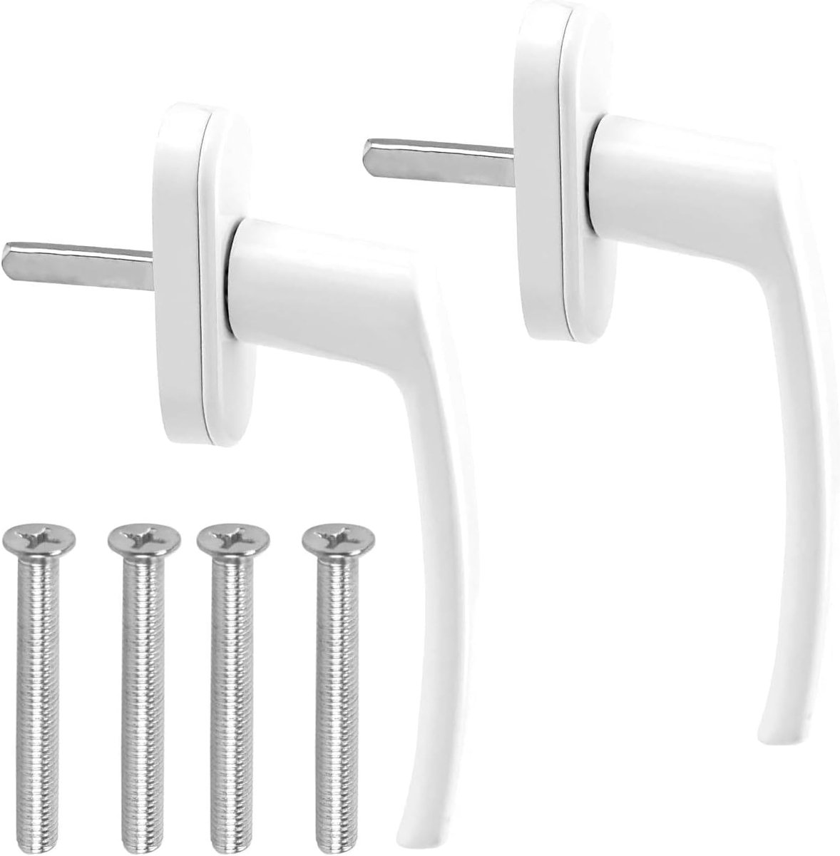 Raamhandleset 2 stuks - wit aluminium - zonder sleutel - ideaal voor ramen en balkon deuren - ShopVlot
