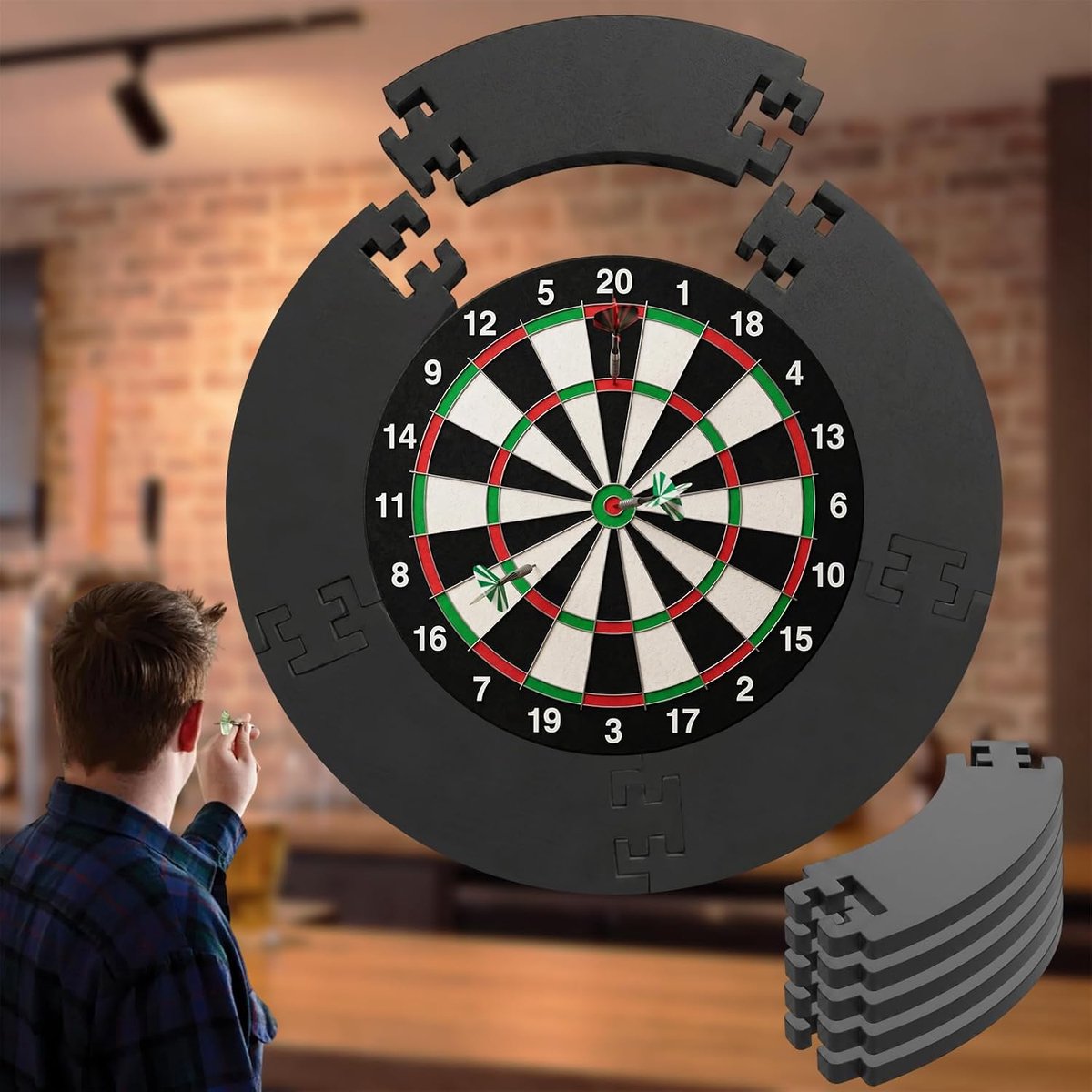 SnelShoppen - 5-Delige Geluidsisolatie Beschermring voor Dartborden | Zwarte EVA Dart Surround voor Beginners en Enthousiastelingen - Perfect voor Fee