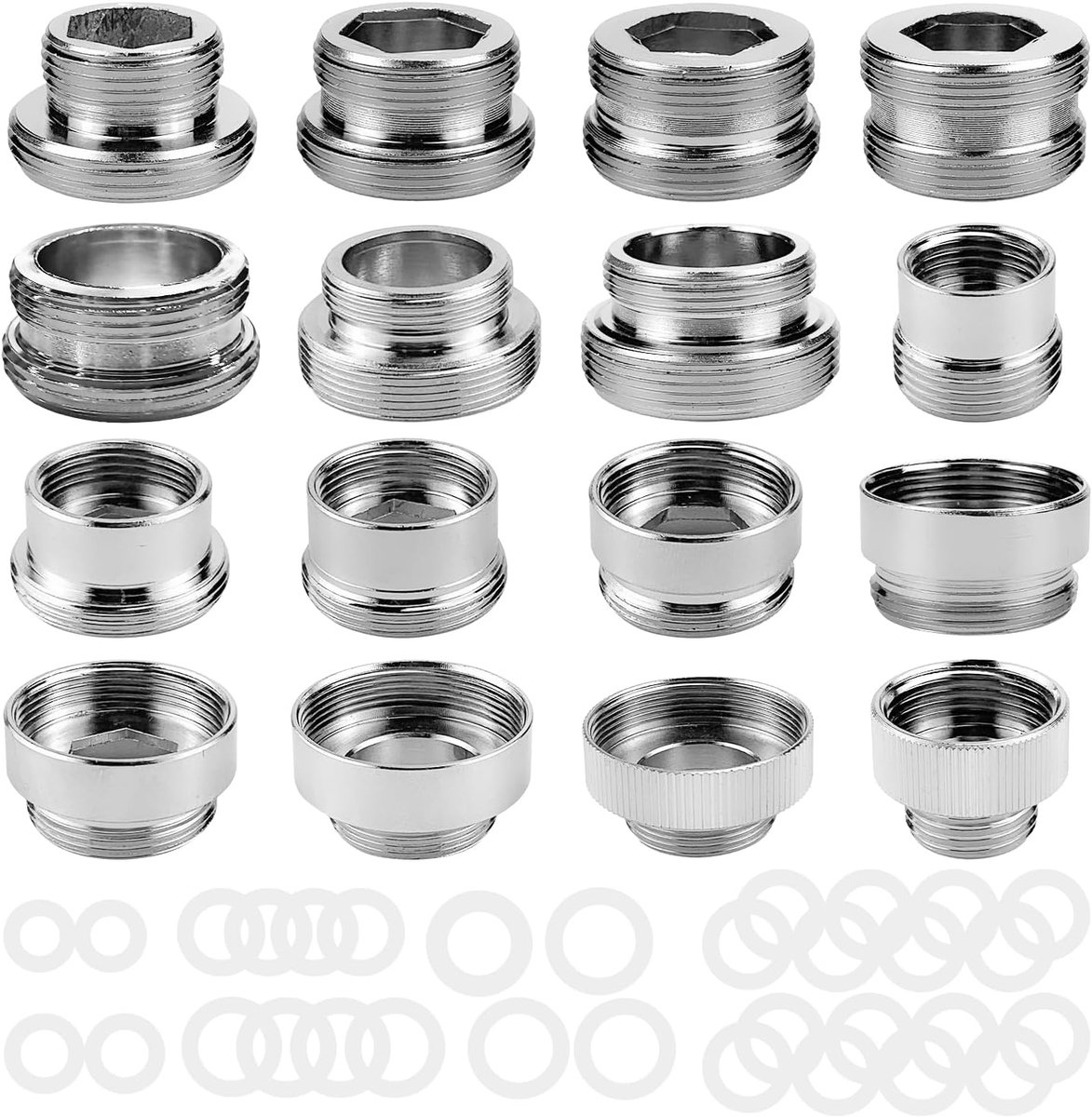 SnelShoppen - 16-delige Kraanadapter Set, Koper Waterdrukregelaar met Afsluitring, Slangadapter, Faucet Accessoires voor Tuin, Keuken, Waterfilter