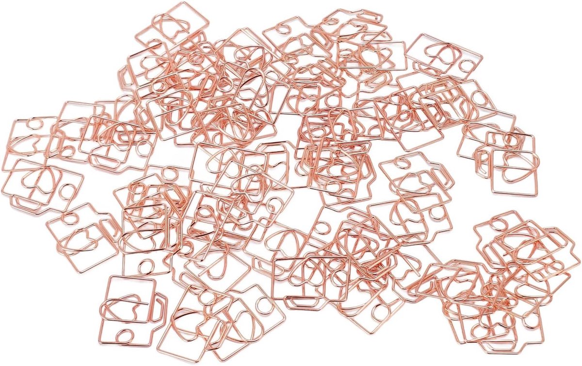 SnelShoppen - Schattige Paperclips Camera Vorm, 80 Stuks Multifunctionele IJzeren Paperclips in Roze Goud met Opbergbak voor School, Boeken, Kaarten,