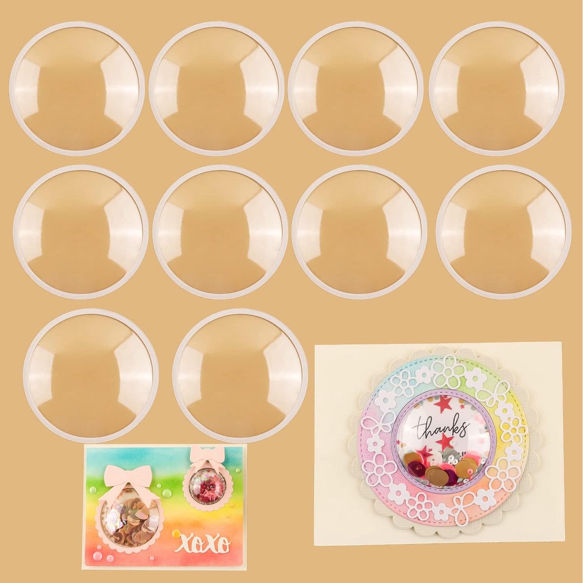 SnelShoppen - 20 Stuks 2-1/2" 3D Dimensional Shaker Domes voor Schudkaarten, Heldere Plastic Puffy Shaker Deksel voor Handgemaakte Kaarten en Creatiev