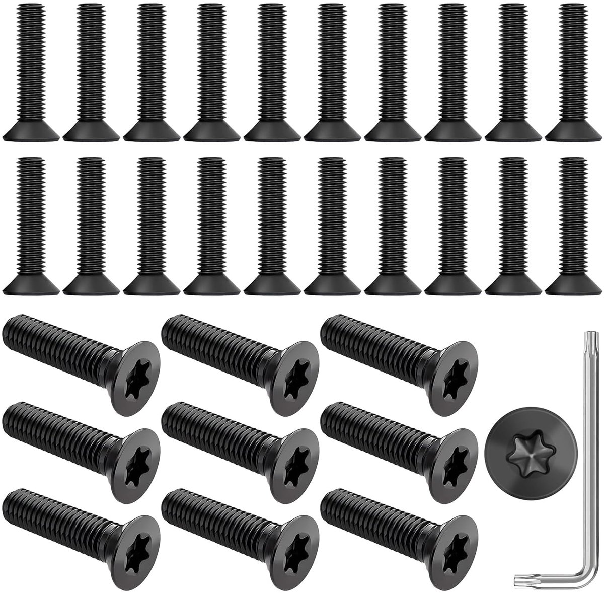 SnelShoppen - 30-delige M5 x 30mm Verzinkte Schroeven Torx, Zwart RVS, Volledig Gewonden, Inclusief Inbussleutel, Ideaal voor Mechanische Toepassingen