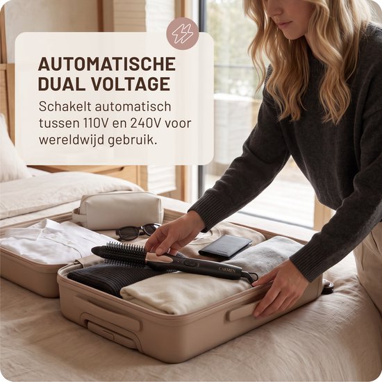 Carmen CTB3085B - Krulborstel - Diameter 19 mm - Dual voltage - Thermal brush - Keramische warmte elementen - Aan/uit indicator - Easy clean