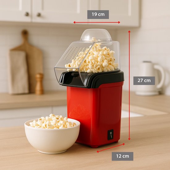 alpina Popcorn Machine 1200W - Popcornmachine zonder Olie - Popcornmaker met Maatlepel - Klaar in 3 Minuten van Merkloos — afbeelding 3