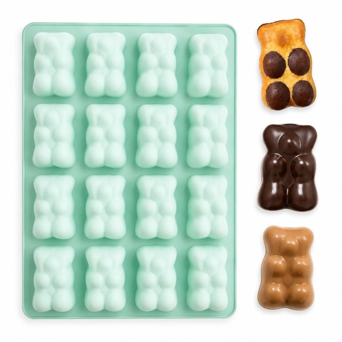 Omgoods - Silicone Bakvorm voor 16 Beertjes met Recepten