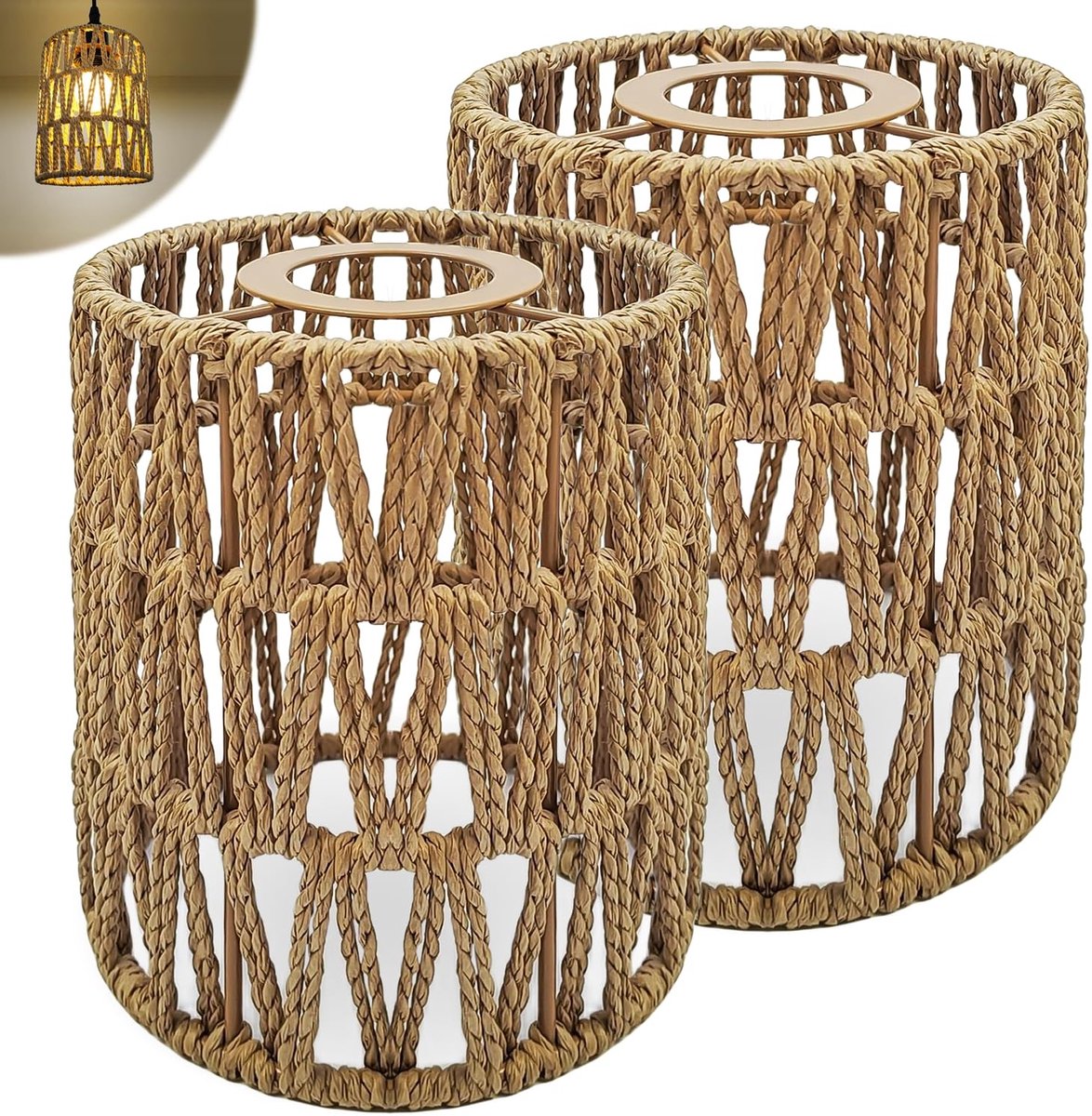 Omgoods - Rieten Lampenkap in Bohemian Stijl
