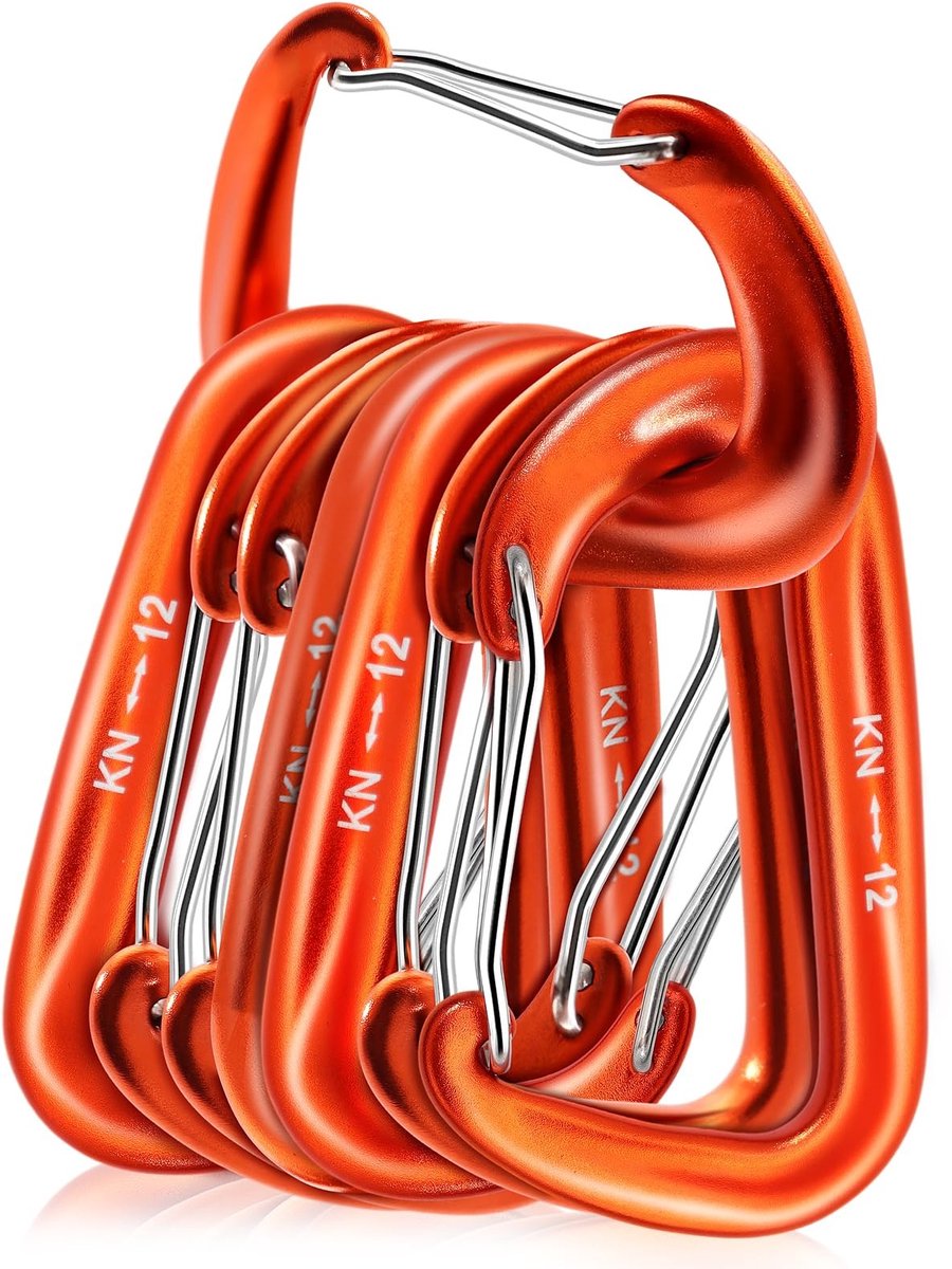 Omgoods- Karabijnhaak 1200 kg draagvermogen - 6 stuks - Veiligheidsgarantie - Outdoor gebruik - Tent bevestiging - Sterk lucht- en ruimtevaart-aluminium - Haak