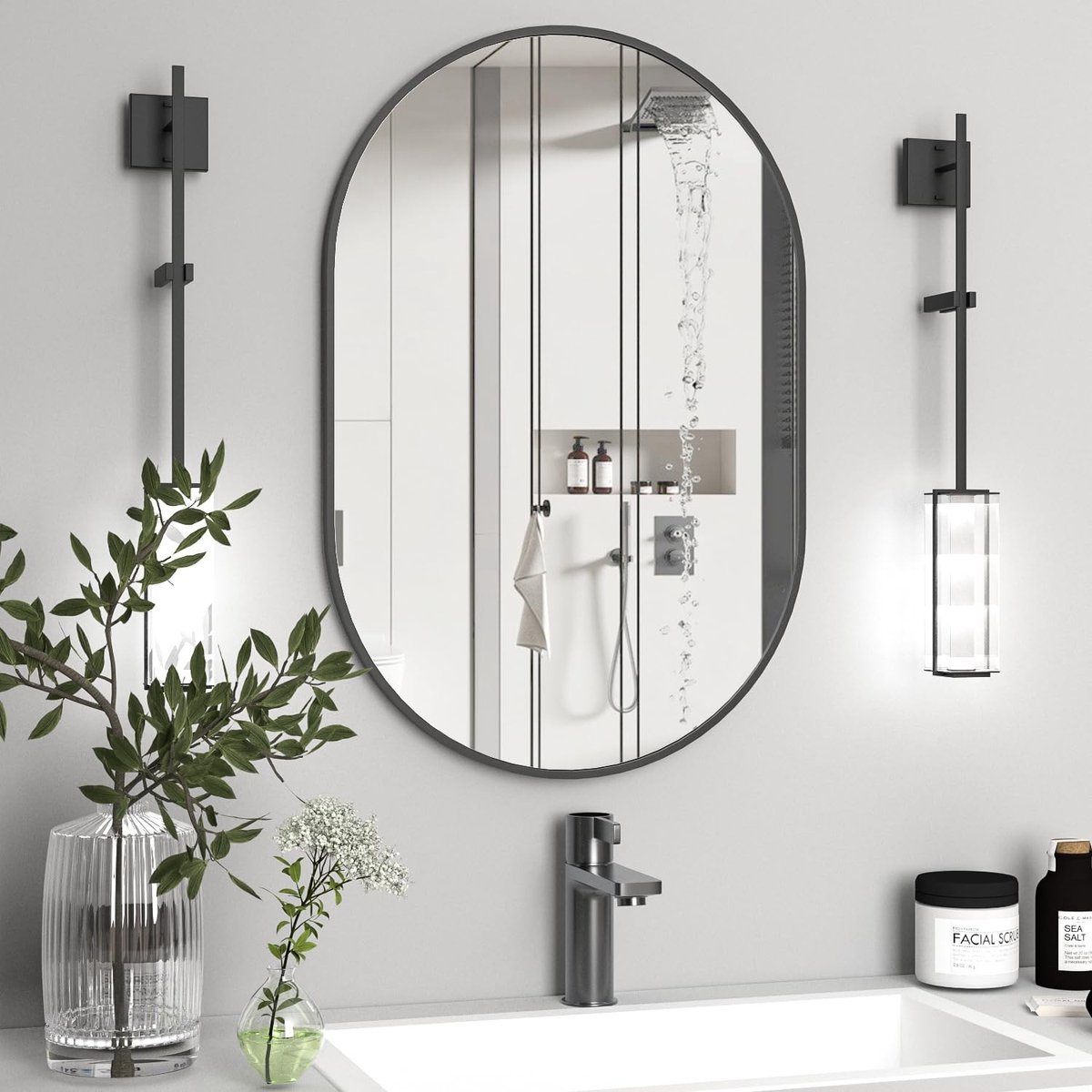 Omgoods - Oval Badkamer Spiegel 61x91cm met Aluminium Frame