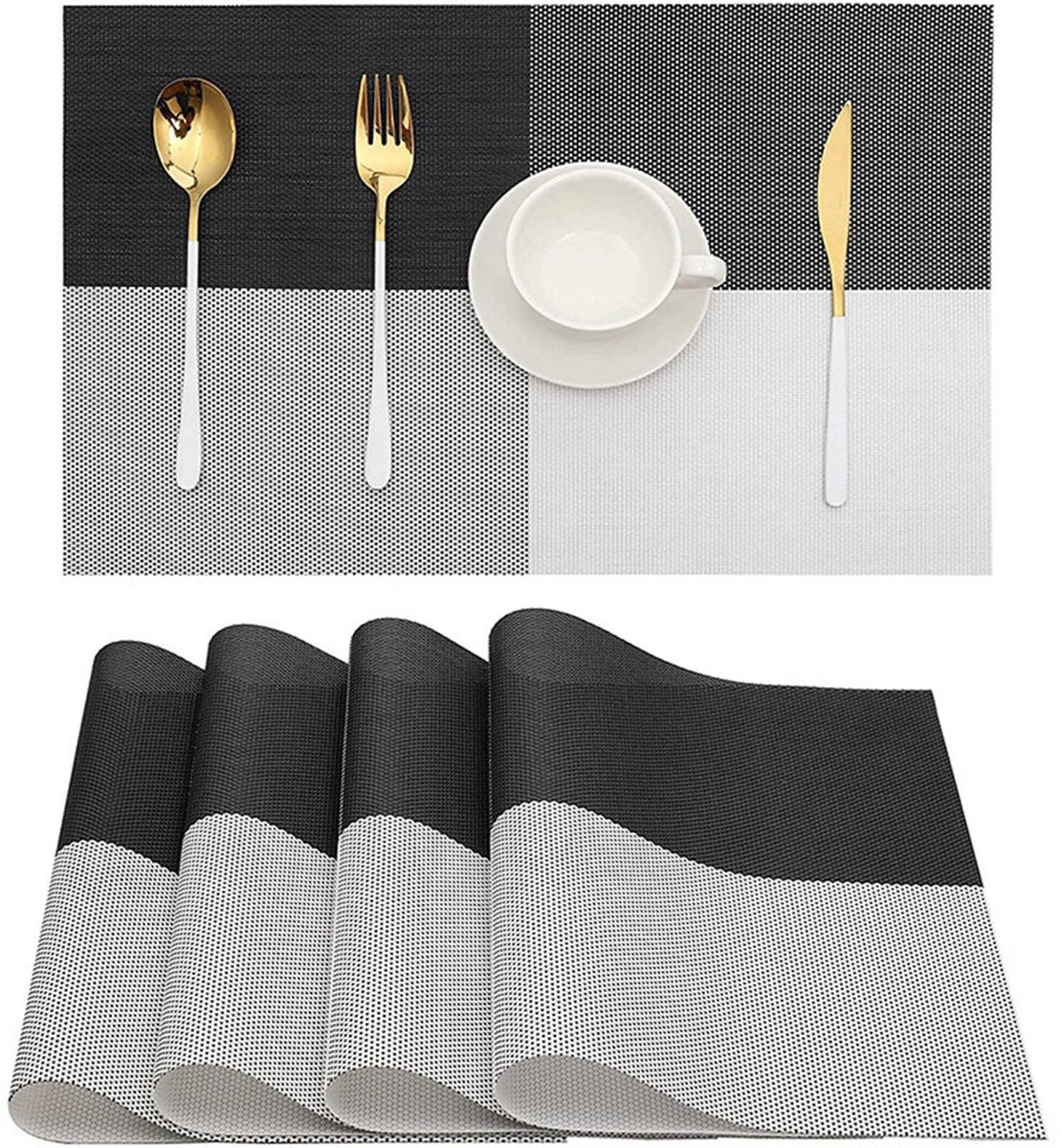 Omgoods- Placemats Hittebestendig - 8 Stuks - PVC - Wasbaar - Antislip - Tafelblad Mat - 45x30 cm - Tafelmat