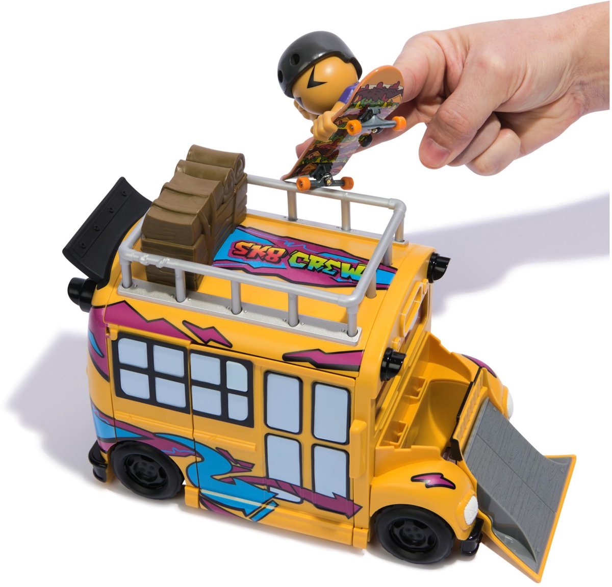 Omgoods - 2-in-1 Transformeerbare Sk8 Bus met Opslagruimte en Finger Skateboard