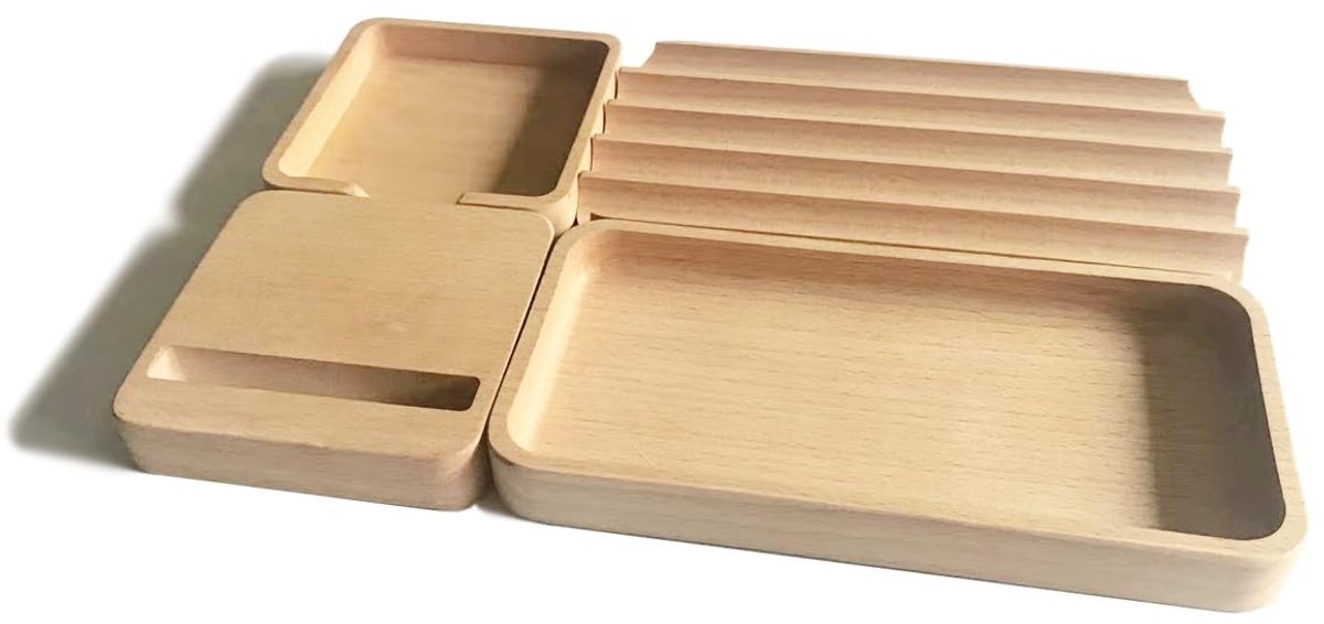 Omgoods- Bureauorganizer Houten - Telefoonstandaard - Pennenhouder - Brievenbak - Set van 4 - Ondersteuning voor kantoorartikelen - Tafelorganizer