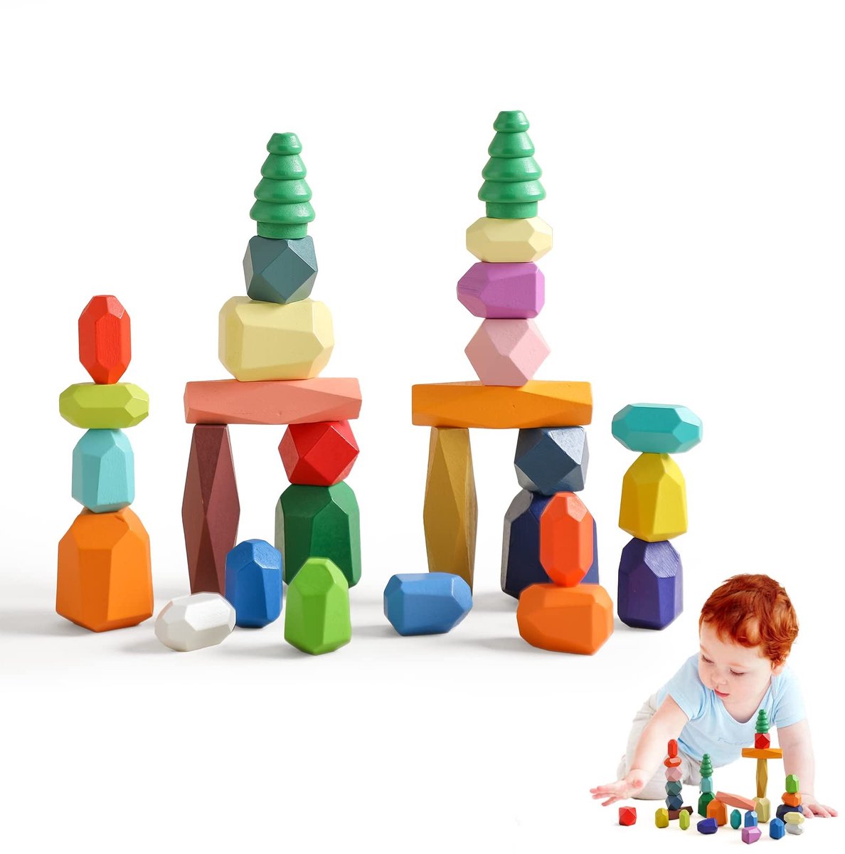 Omgoods - Montessori Houten Speelgoed met Balancerende Stenen