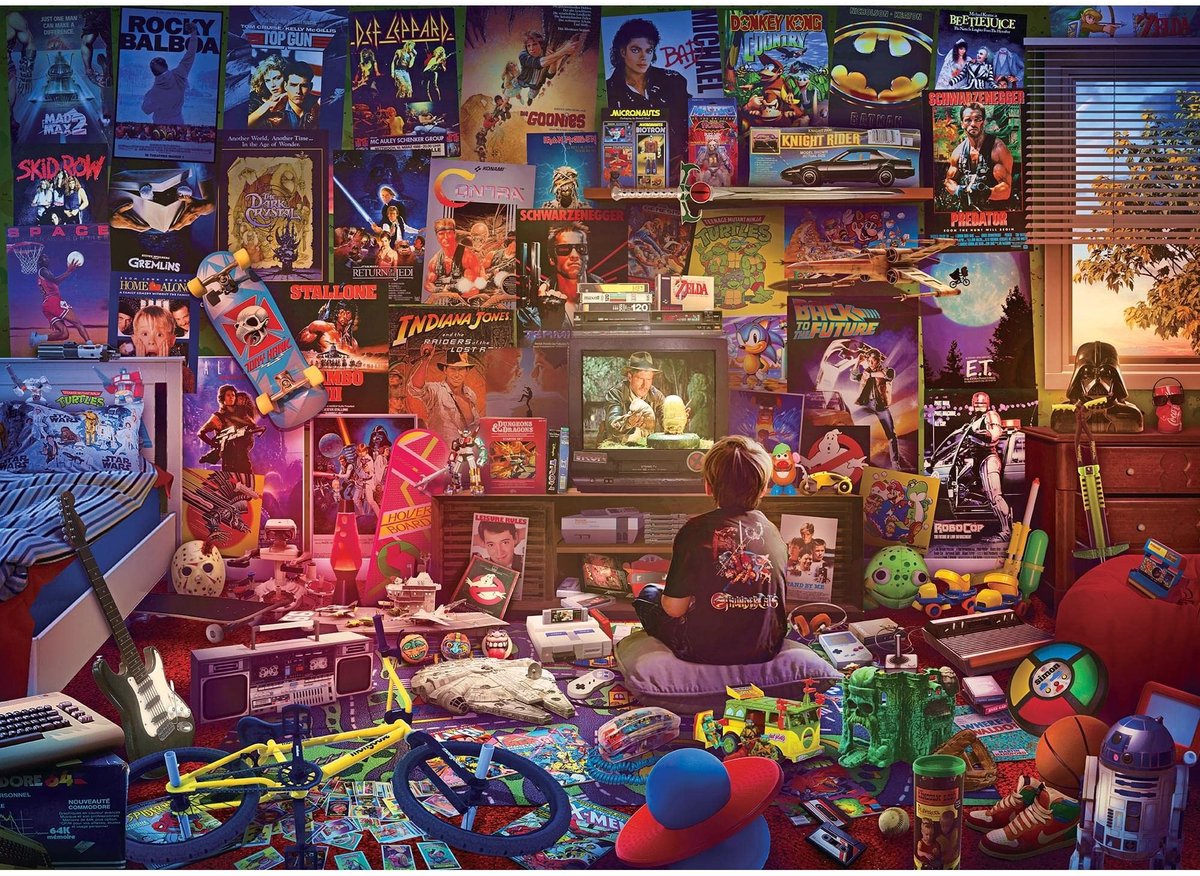 Omgoods - Retro 1000-Piece Puzzel 'Een Middag in de Jaren '80' voor Gezelligheid en Uitdaging
