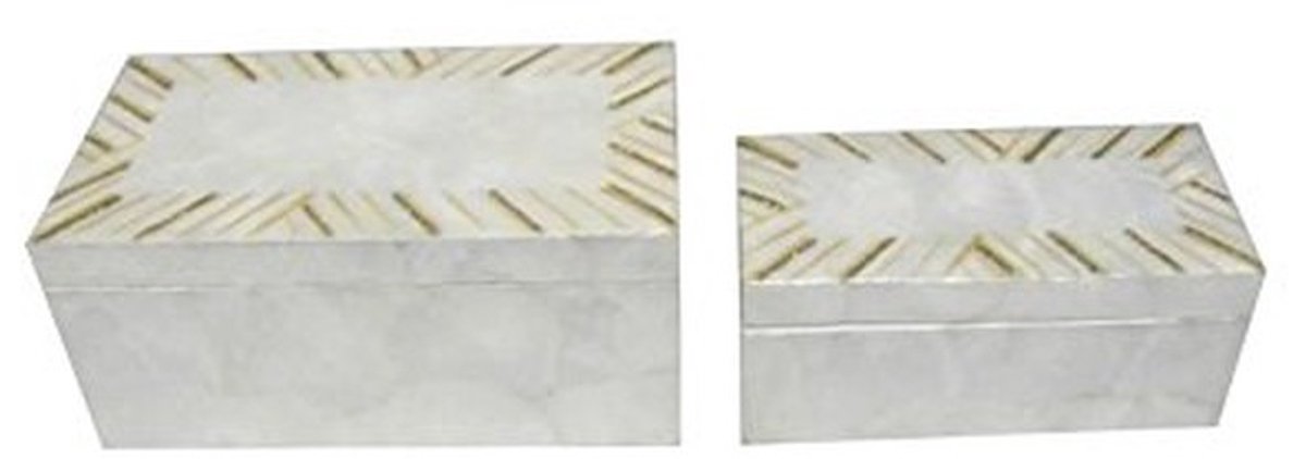 Omgoods - Set van 2 Witte Moeder van Parel Dozen met Gouden Accenten