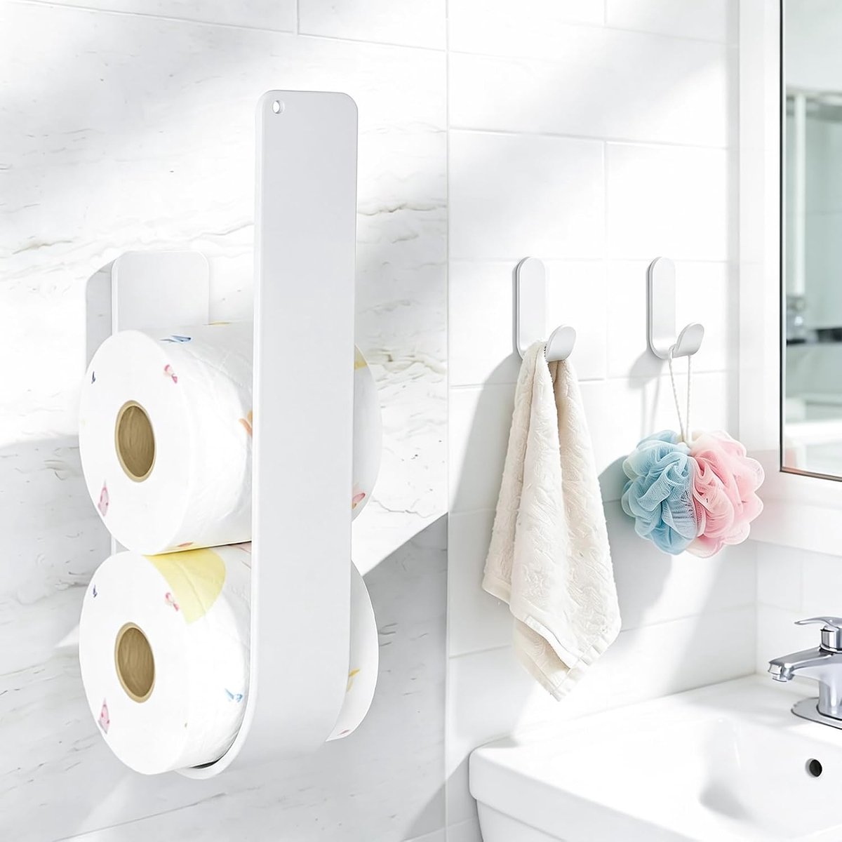 Toiletpapierhouder zonder boren - wit - modern design - eenvoudig te monteren - ShopVlot